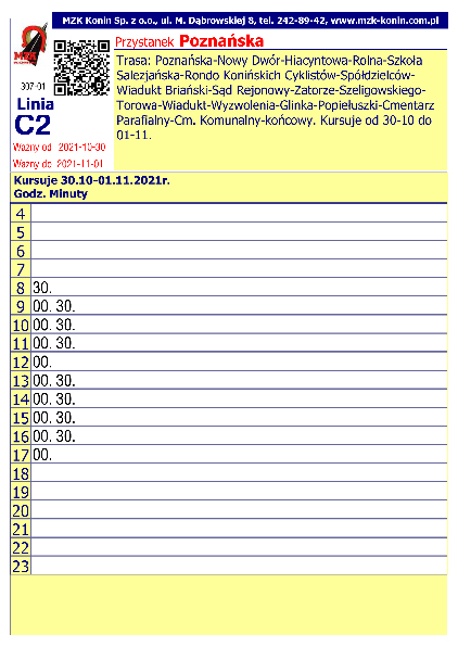 Linia C2 Poznańska rozkład 