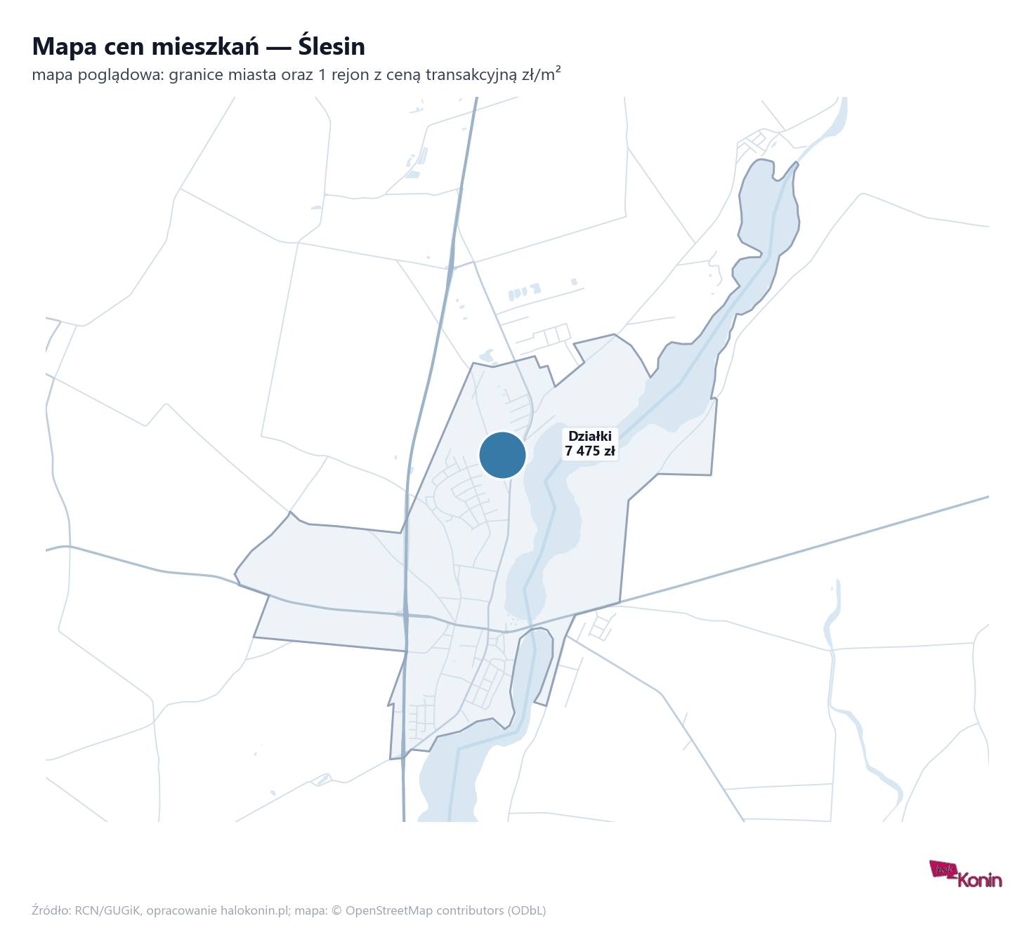 Mapa cen mieszkań - Ślesin