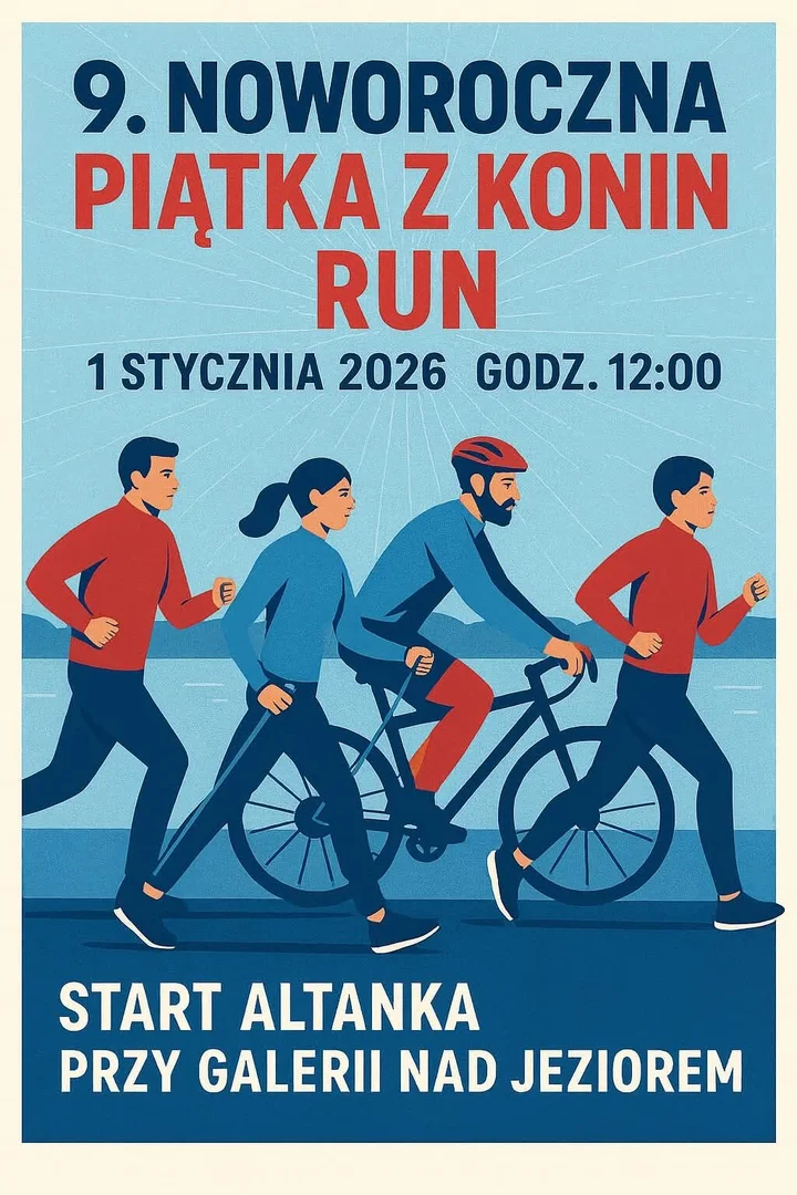 Grafika promocyjna wydarzenia Noworoczna Piątka z Konin Run — 1 stycznia 2026