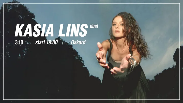 Obrazek przedstawia grafikę promocyjną wydarzenia Kasia Lins i Karol Łakomiec — koncert w Domu Kultury Oskard w Koninie
