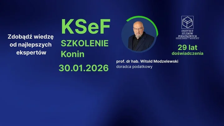 Grafika promocyjna wydarzenia KSeF – Konin szkolenie: jak przygotować firmę na faktury ustrukturyzowane