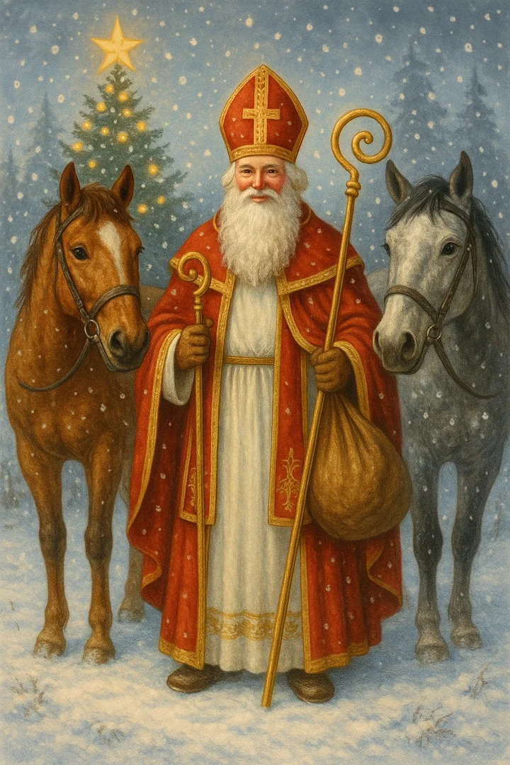 Grafika promocyjna wydarzenia Mikuláš u koní — poranna wizyta św. Mikołaja z przejażdżką na ponikach