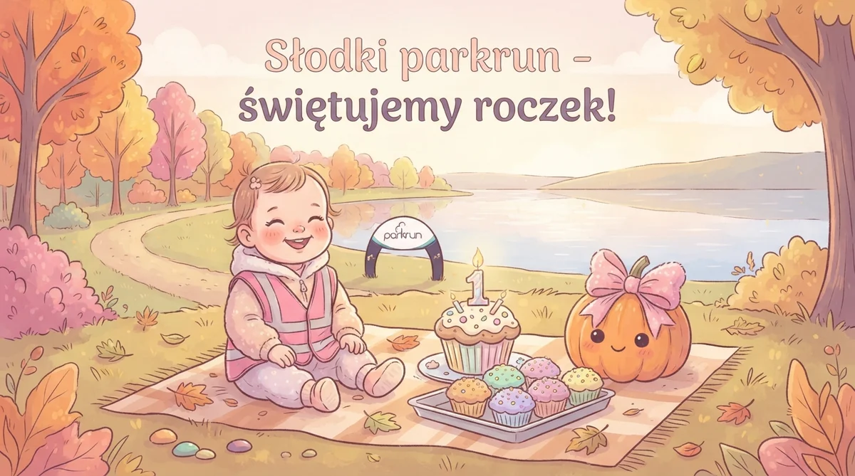 Grafika promocyjna wydarzenia parkrun: urodzinowa edycja nad Jeziorem Zatorze