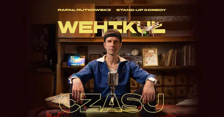Grafika promocyjna wydarzenia Stand-up Konin: Rafał Rutkowski — „Wehikuł czasu”