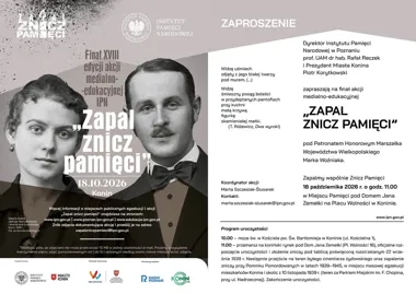 Grafika promocyjna wydarzenia Finał XVIII edycji akcji „Zapal znicz pamięci”