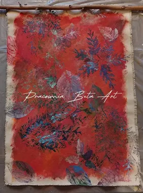 Grafika promocyjna wydarzenia Malowanie roślinami w Koninie – warsztat w Pracowni Beta Art