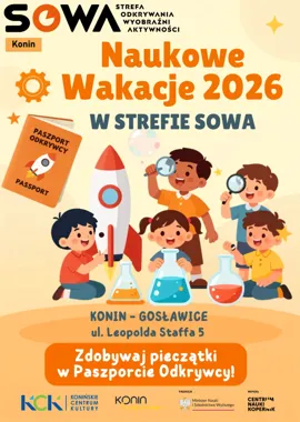 Grafika promocyjna wydarzenia Naukowe Wakacje 2026 w Strefie SOWA