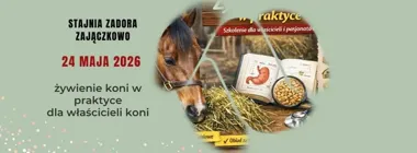 Grafika promocyjna wydarzenia Żywienie koni w praktyce – szkolenie dla właścicieli koni i pasjonatów