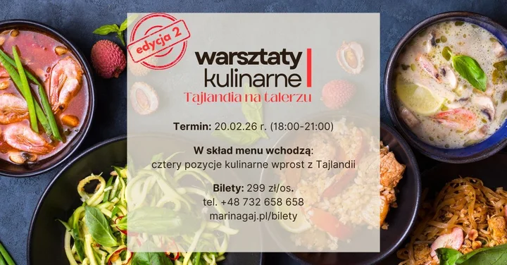 Grafika promocyjna wydarzenia Warsztaty kulinarne Tajlandia na talerzu — edycja 2 (Marina Gaj)