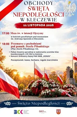 Pochodnie, musztra i koncert orkiestry podczas Święta Niepodległości w Kleczewie