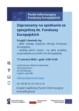 Bezpłatny dyżur o unijnych pieniądzach w Kleczewie
