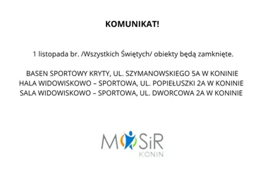 W Wszystkich Świętych obiekty w Koninie będą zamknięte