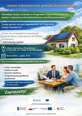 Mobilny dyżur Operatora WFOŚiGW – pomoc w Programie Czyste Powietrze w Koninie